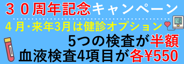 ３０周年キャンペーンオプション検査